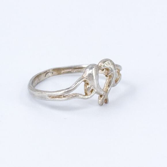 Vintage Sterling Silver 925 Heart Ring Size 2 - Picture 4 of 10